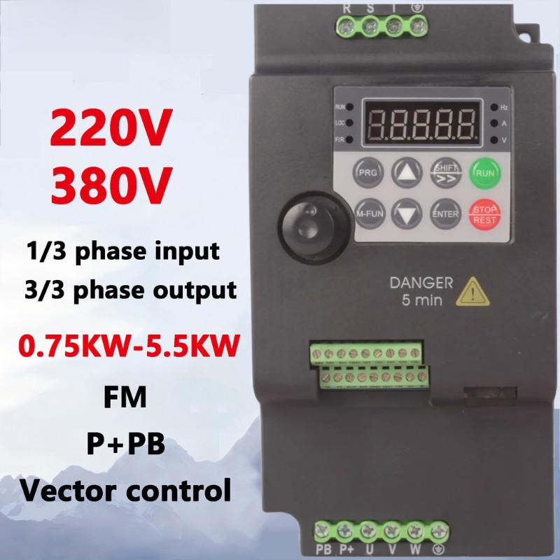 VSD/VFD 220V 0.75kW (1hp),1.5kW (2hp) & 2.2kW (3hp) Frequency Inverter Variable Frequency Drive Universal Motor