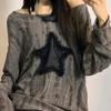 Grunge Hole T-shirt Women Fashion Star Print Y2k Aesthetic Loose Tees Kpop Fairycore Ripped Tshirt Harajuku Gothic Streetwear
