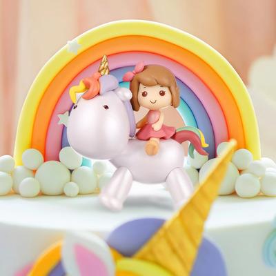 Toyvian Мини Украшение для Торта Единорог Мультяшный Топпер для Торта Единорог Фигурка из Смолы Топпер для Торта Единорог для Украшения Вечеринки по Случаю Дня Рождения Маленькой Девочки Детская Фигурка Единорога