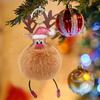 Christmas Deer Keychain Cute Reindeer Pom Pom Keyring Faux Fur Fluffy Plush