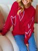 2025 Autumn European & American Celebrity Valentine's Peach Heart Color Block Sweater