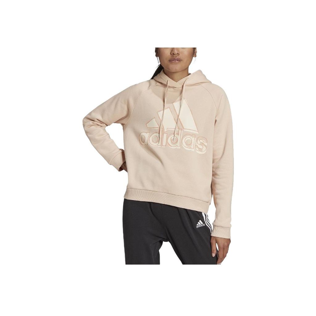 Adidas Женская спортивная толстовка с капюшоном и логотипом в виде буквы, светло-розовая HB5107