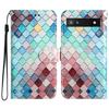 For Google Pixel 7a Wallet Phone Case PU Leather Pattern Printing Stand Phone Cover with Strap