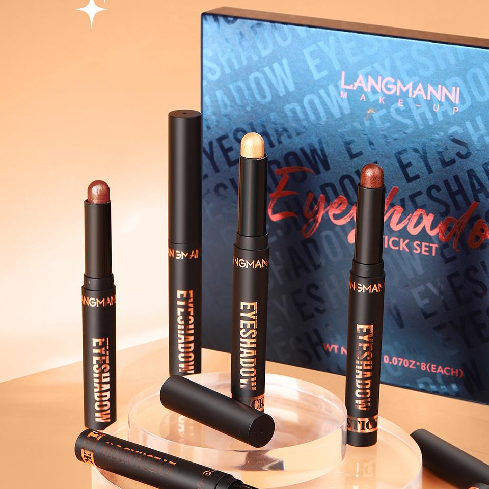 8-color Eye Shadow Stick Set 2-in-1 Eye Shadow Highlight Stick Waterproof and Sweat Resistant Makeup Gift Box Suitable for Daily Dressing