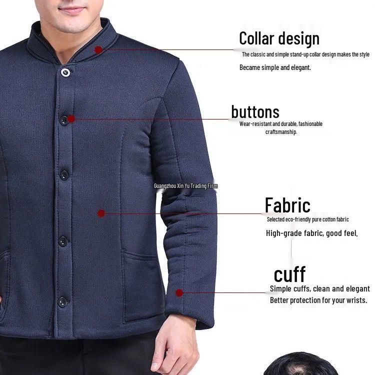 Мужской теплый зимний комплект: Хлопковый утепленный костюм (куртка и брюки) для пожилых – с флисовой подкладкой, верблюжий пух, идеально для папы или дедушки.