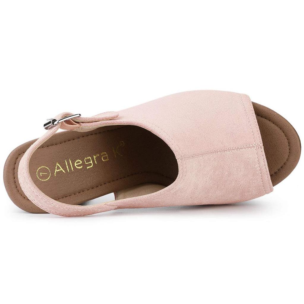 Allegra K Women's Platform Slingback Sandals with Chunky Heels, Dust Pink, Size 26.0cm