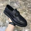 Men's 2022 Black Cowhide Slip-On Leather Loafers