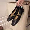 Туфли с квадратной головкой, неглубокие одинарные туфли, женская весна 2025 года, новые универсальные туфли с пряжкой из одного слова, на плоской подошве, туфли Doudou, мягкая подошва, женская обувь
