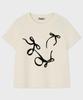 FALLETT Flowing Ribbon Crop Short Sleeve Tee Ivory
