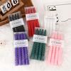 4 Pcs Threaded Color Spiral Taper Long Candles Fireplace Smokeless Tall Thin Pole Party Golden Beeswax