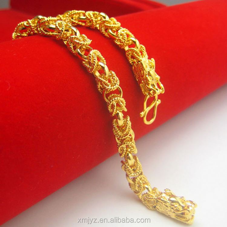 Dubai Jewelry Gold PlatedDouble Faucet Bracelet Atmosphere of the Same Gold Plated Bracelet Vacuum Plating Men and Women Jewelry