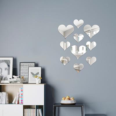 10 шт. Зеркальные наклейки на стену в форме сердечек любви Прочные DIY Простые наклейки на стену Декаль Съемный Пастер для гостиной Искусство Домашний декор