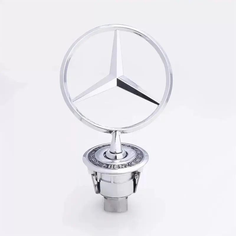 44mm 3D Metal Blue Chrome Star Bonnet Hood Logo Emblem Badge for Mercedes Benz W205 W204 AMG GLC CLA Interior Moulding LBMSLK NT2