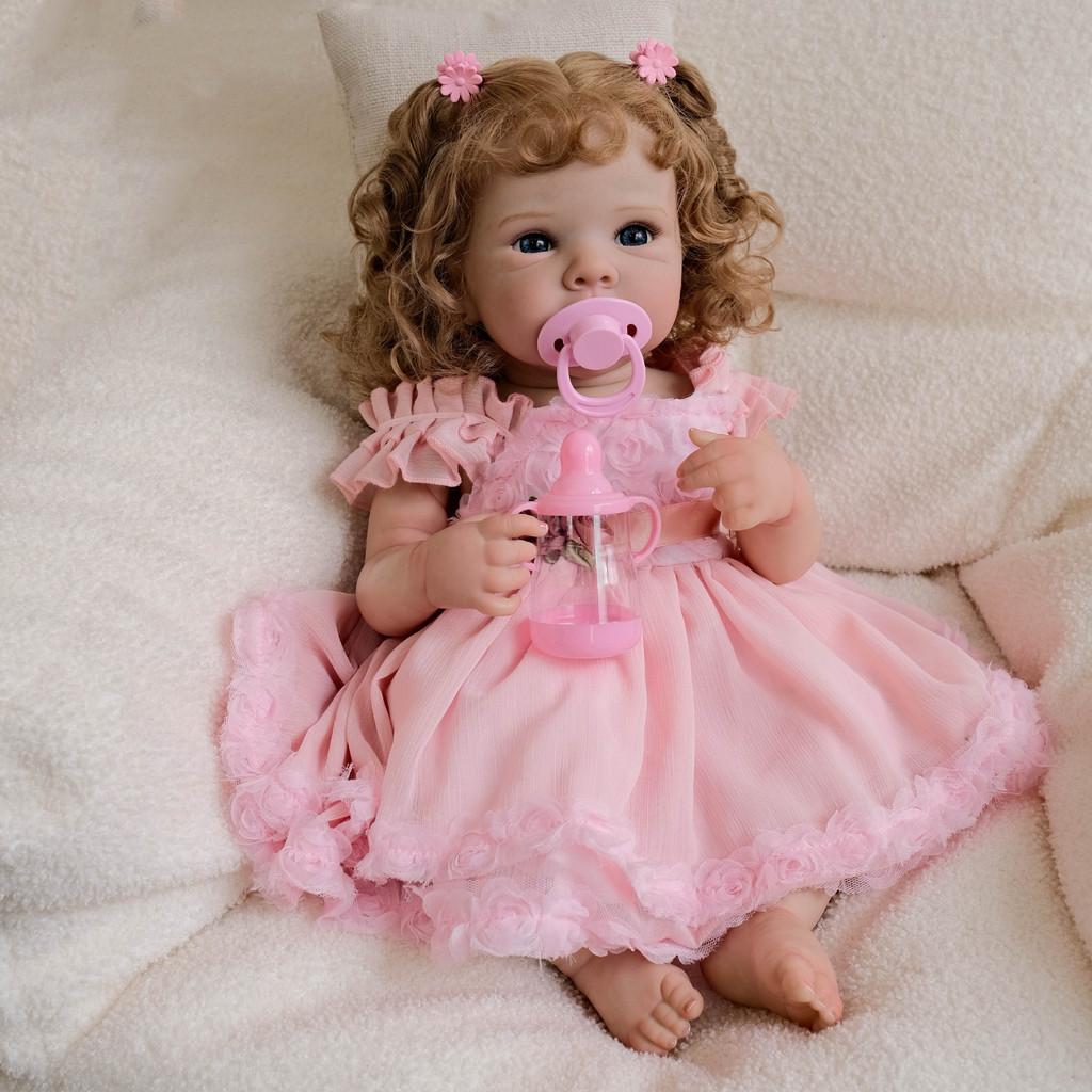 18 Inch Reborn Baby Doll Silicone With Floral Tulle Outfit For Gift And Decor