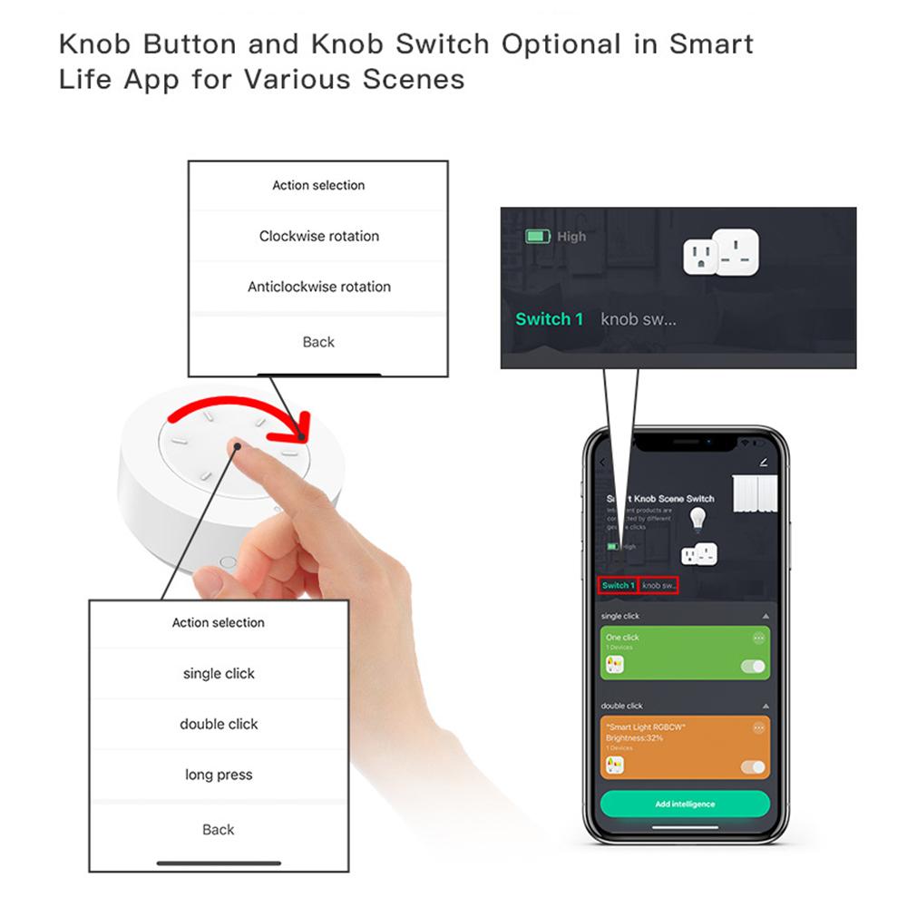 Кнопка беспроводного дистанционного управления Zigbee, кнопка «умная ручка», переключатель сценария, диммер сценария «умный дом»