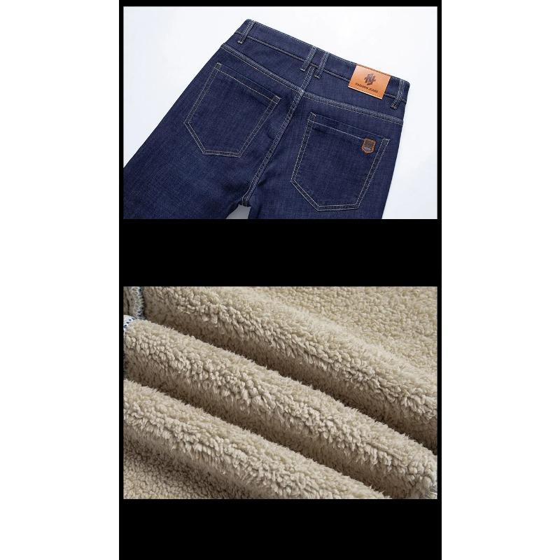 RogueWave Winter Lamb Fluff Denim Straight Pants Thicken Big Size Jeans High Waist Stretch Jeansy Fleece Lined Warm Slim Vaqueros