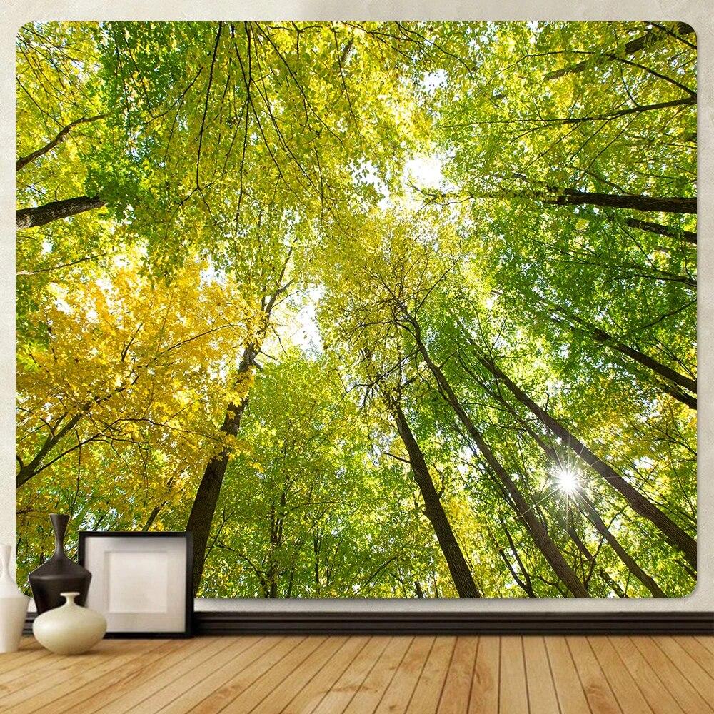 Лесное растение, листья, психоделическая сцена, домашнее художественное украшение, гобелен, богемное украшение, коврик для йоги, украшение комнаты, настенное украшение