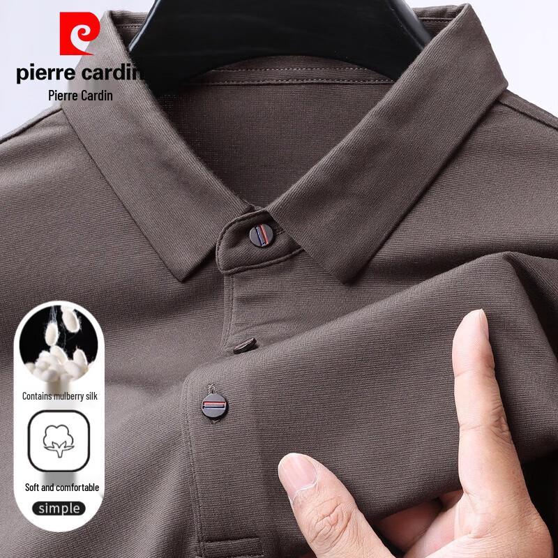 Мужская рубашка-поло с длинным рукавом из шелковой смеси Pierre Cardin