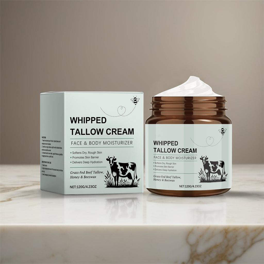 Крем для лица с коровьим жиром Tallow Cream питает и смягчает кожу, восстанавливает и успокаивает кожу лица, увлажняет и подтягивает кожу 120 г