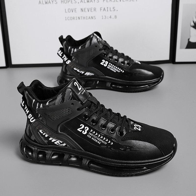 Осень 2025 года, новые молодежные спортивные туфли, мужские, высокие, кожаные, водонепроницаемые и нескользящие, корейская версия, модные, универсальные, папины туфли