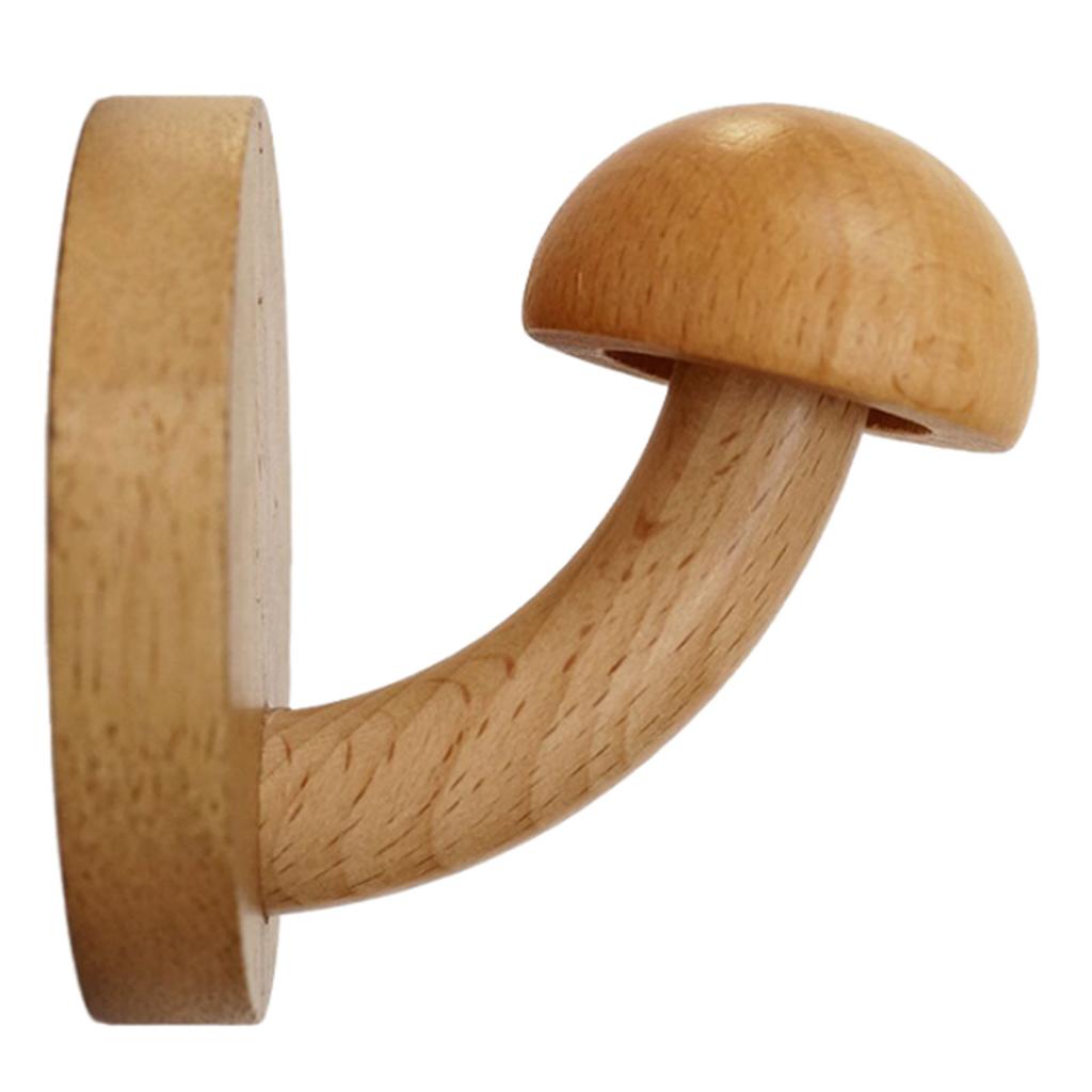 Wooden Mushroom Wall Hooks Space Saving Decorative Storage Rack Aesthetic Room Decor