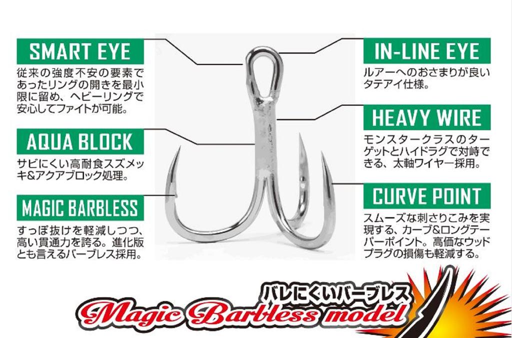 Decoy Y-S23 BL Treble Hook Heavy Duty Barbless Big Size 8/0 (0120)