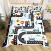 Пододеяльник с изображением гоночной машины, размер Queen, для мальчиков, комплект постельного белья с изображением строительной машины, серый, красные автомобили, дорожное движение, пододеяльник, 3 шт.
