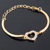 Bracelet No Fading Adjustable Women Gold Crystal Rhinestone Love Heart Chain