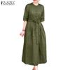 Women Casual Round Neck Loose Half Sleeve Dress