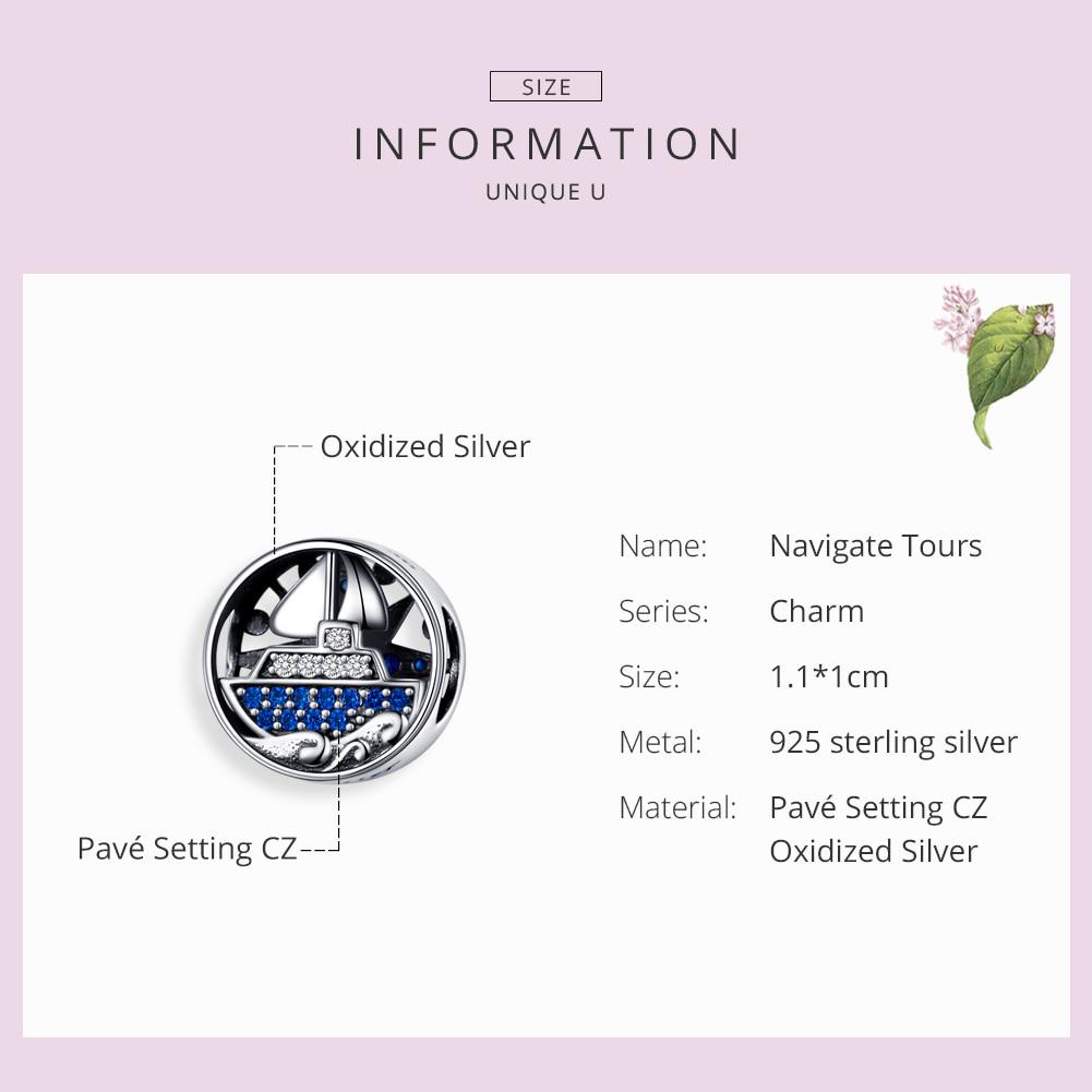 BAMOER 925 Sterling Silver Compass Round Metal Beads for Women Bracelet Bangle & Necklace