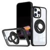 For IPhone 14/15/16 Pro Phone Case Ring Rotating Bracket for Apple 16 Plus Magnetic Transparent Case