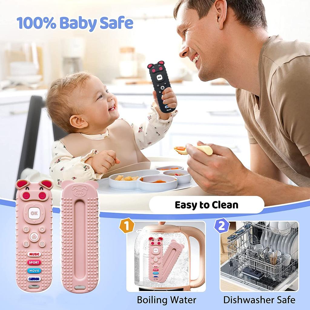 Силиконовые детские игрушки для прорезывания зубов, игрушки для прорезывания зубов для детей 0-18 месяцев, игрушки для прорезывания зубов в форме дистанционного управления, без BPA