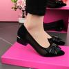 Womens Summer Sandals Bow Pointed Toe Pumps Fashion High Heels Mesh Medium Heel Hollow Large Size Shoes