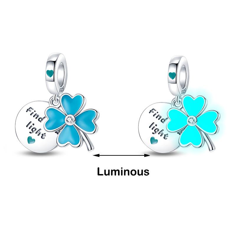100% 925 Sterling Silver Firefly Star Bling Bling Blue Luminous Charms Beads Fit 925 Original Bracelets DIY Fine Jewelry