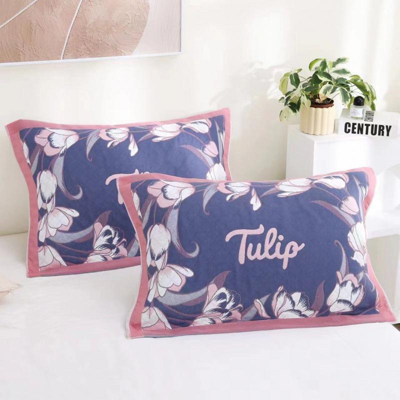 Yiwenwo Нескользящая Хлопковая Марлевая Наволочка Extra Large с Фиксирующими Ремешками для Студентов и Взрослых