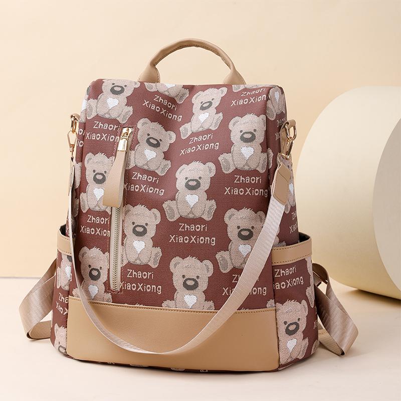 Кожаный рюкзак Женский рюкзак с принтом Дорожная школьная сумка большой емкости