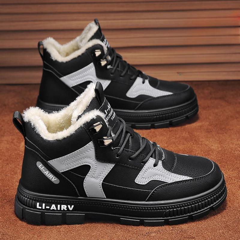 Casual Male Winter Sport Shoes New In Men's Snow Sneaker Boots Fashion Comfortable Brands Fleece Cotton Shoe Thick Plush Luxury