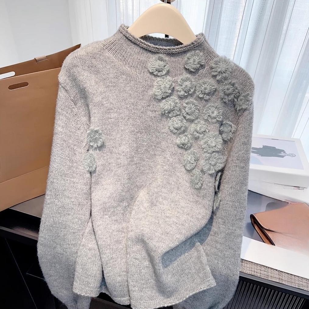 Dimanaf 2025 Женские весенние свитера Цветочная вязка О-образным вырезом Свободный свитер Белые короткие топы