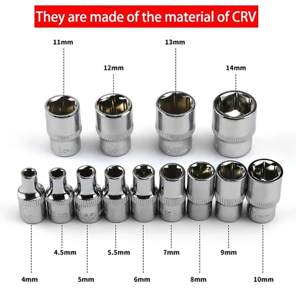 1Pcs Hand Tool Metric Key Sleeve 1/4" 6.35mm Head Drive Socket New Hex Short Socket