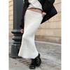 Autumn Winter New Women's High Waisted Slim Fit Knit Maxi Skirt Warm Windproof Trendy Long Skirt For Cold Weather