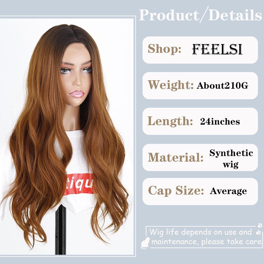MISS WIG Ombre Brown Red Black Orange Color Long Water Wave Hairstyle Wigs For Women Synthetic Hair High Temperature Fiber Average Size