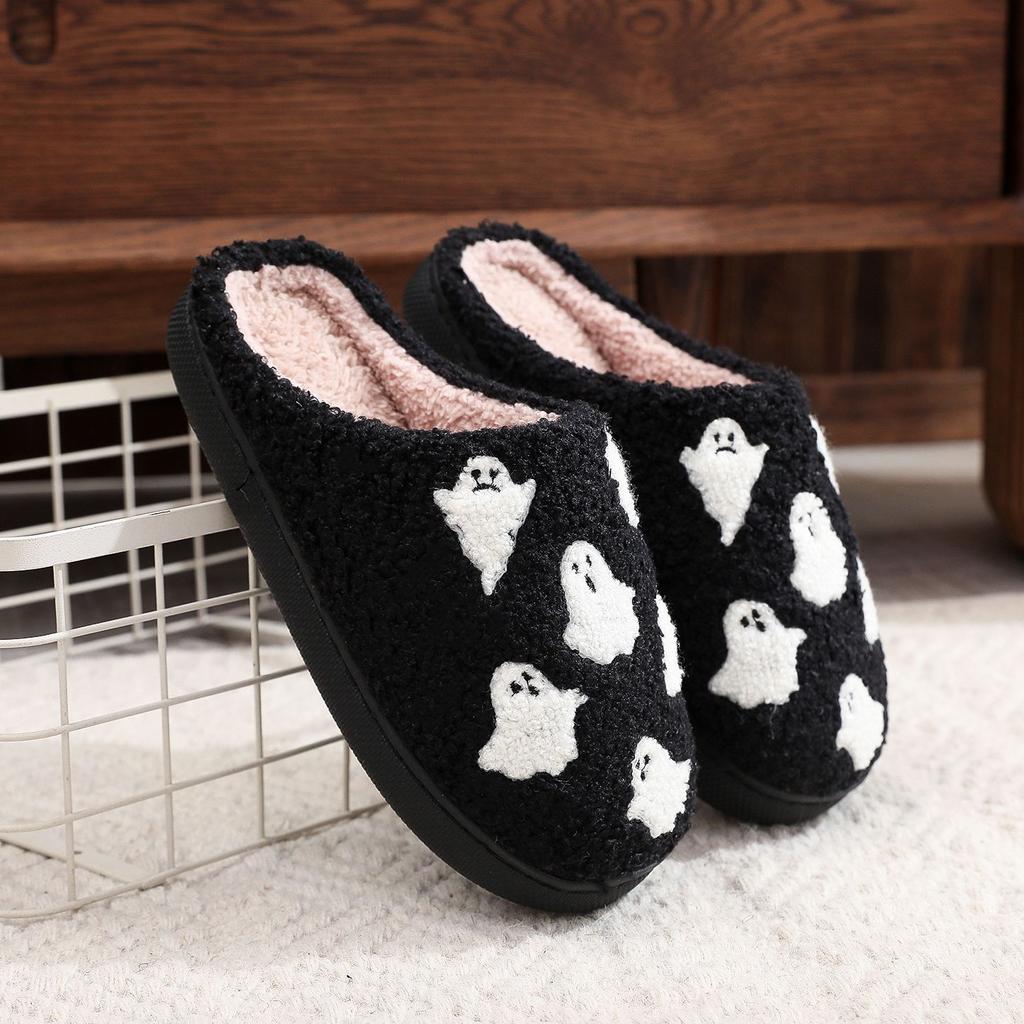 2024 Women Plush Slippers Autumn Winter Warm Funny Green Haired Monster Shoes Cute Fluffy House Non Slip Couples Cotten Slippers