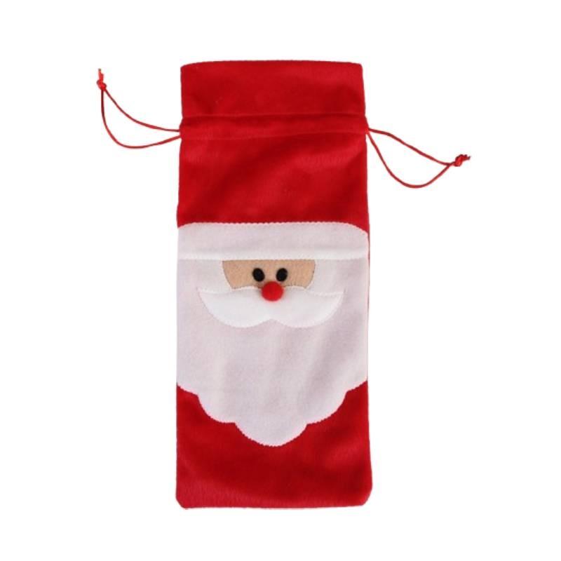 Wine Christmas Bottle Cover Red Nose Santa Claus Bottle Dress Up Bags Props