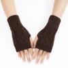 Warm Wool Fingerless Wrist Gloves Women Winter Knitted Half Finger Arm Cover Long Sleeve Gothic Crochet Twist Pattern Mittens