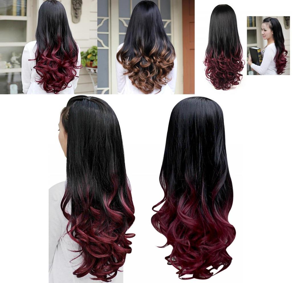 Женские длинные кудрявые волнистые полупарики термостойкие градиентного цвета премиального салонного стиля