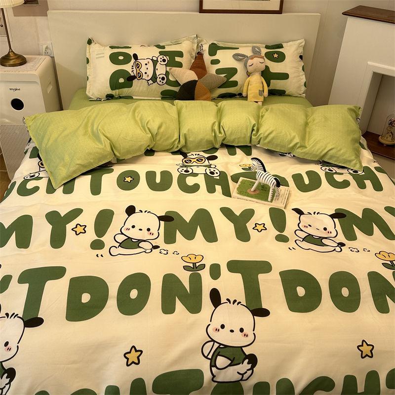 Комплект из четырех стеганых одеял для общежития из стираного хлопка с рисунком в виде милой девушки в виде сердца, комплект из трех простыней