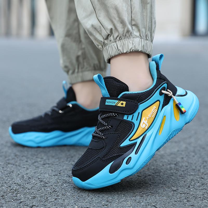 Children Sneakers for Boys Mesh Breathable Running Sports Shoes Kids Girls Flat Casual Shoes Optional Leather Big Size 40