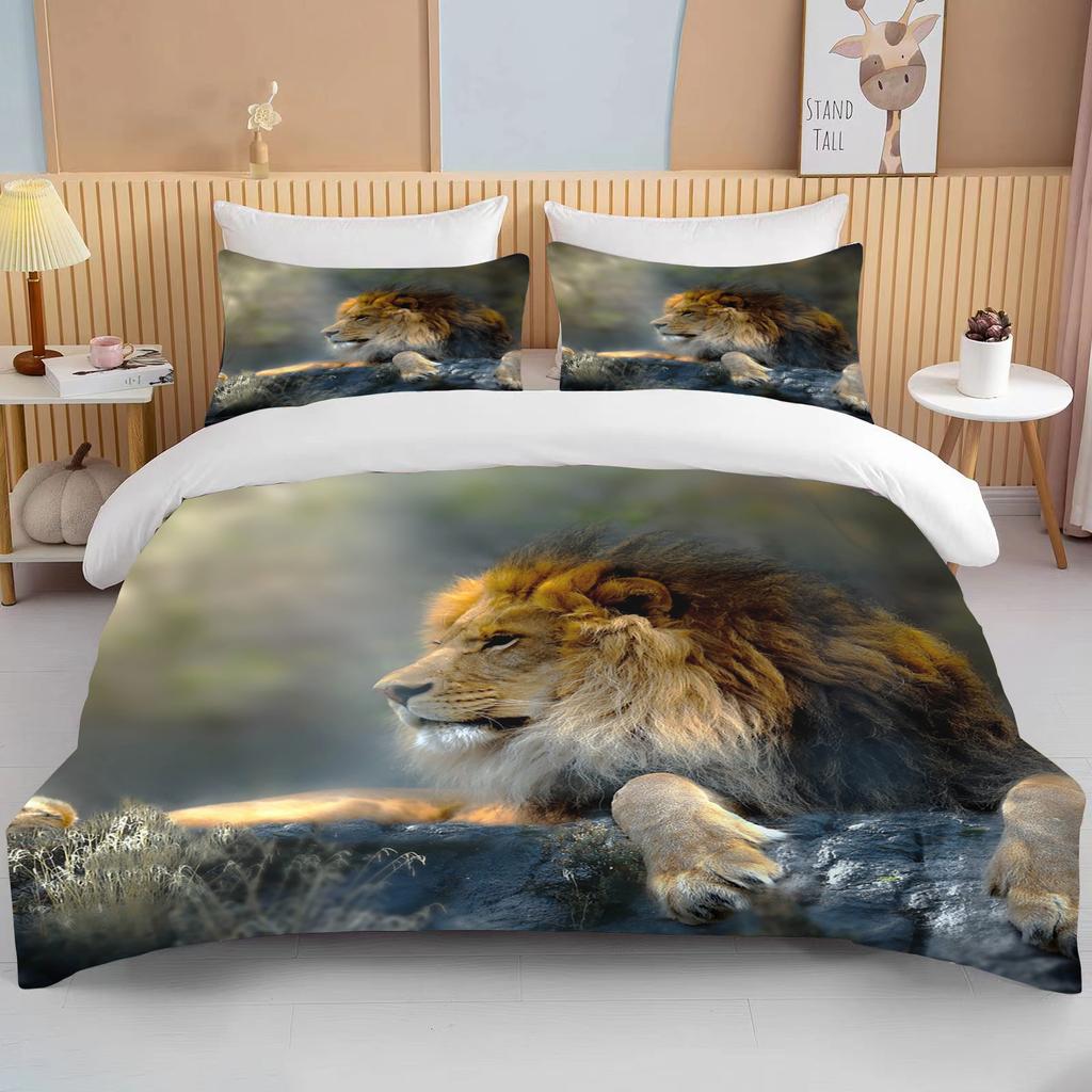 10 Sizes Cute Lion Bedding Collection Duvet Cover Collection 3D Bedding Digital Printing With Bed Linen Queen Size Boy Bedding Collection Fashion D