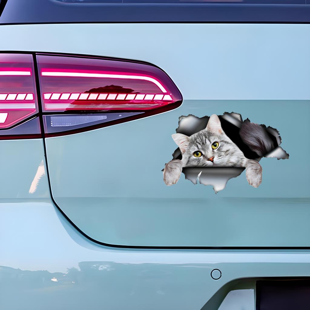 Gray Tabby Cat Cute Animal Car Decals Bumper Window Stickers Car Accessories Waterproof Vinyl Material