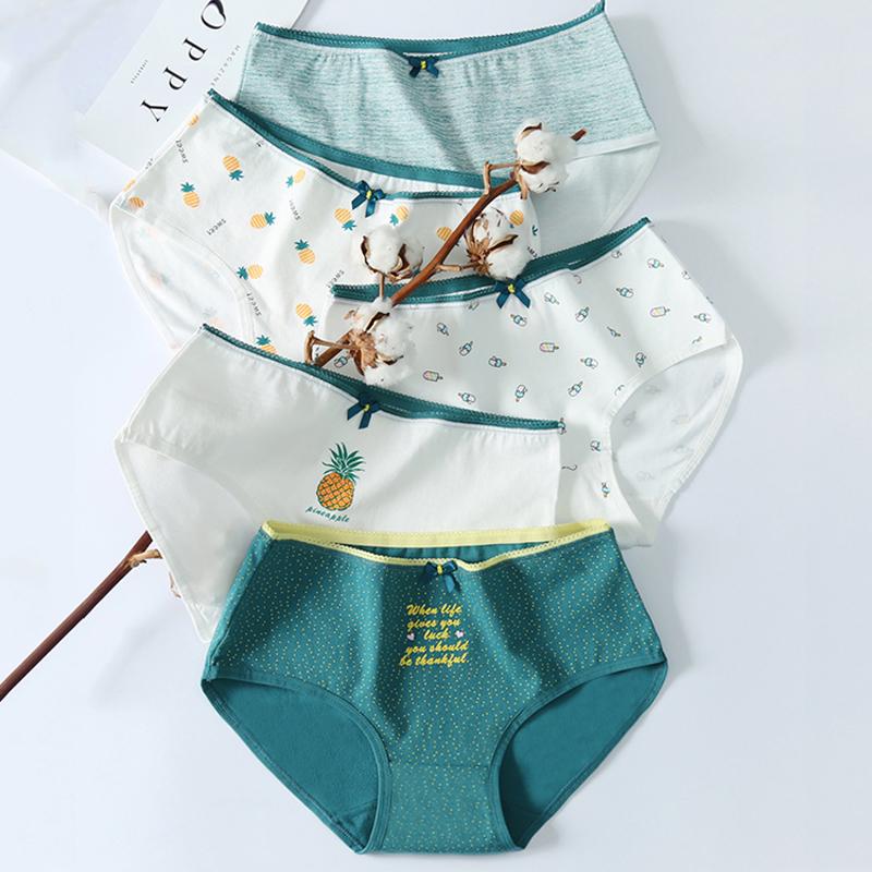 5 шт./компл. трусы с низкой талией для девочек, женское нижнее белье с милым принтом, дышащие хлопковые женские трусики